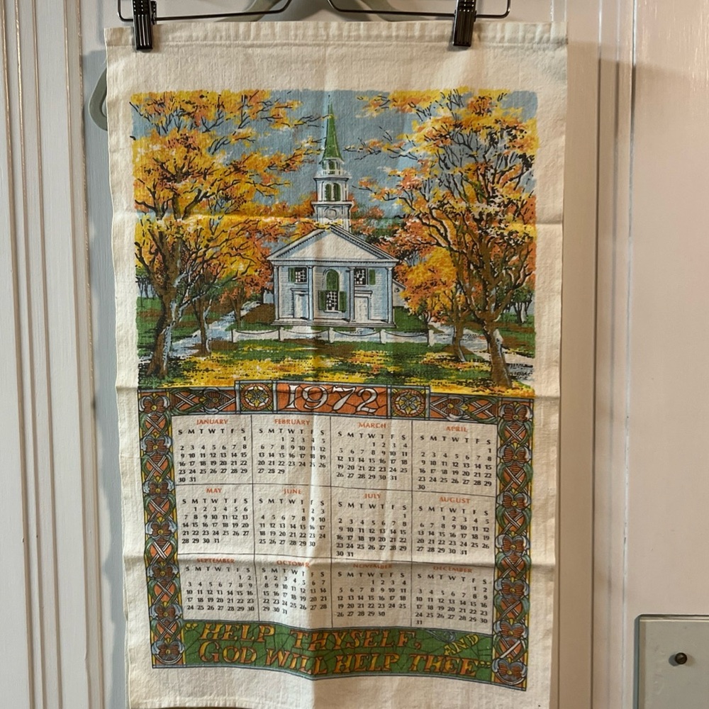 Vintage 1972 Calendar Tea Towel